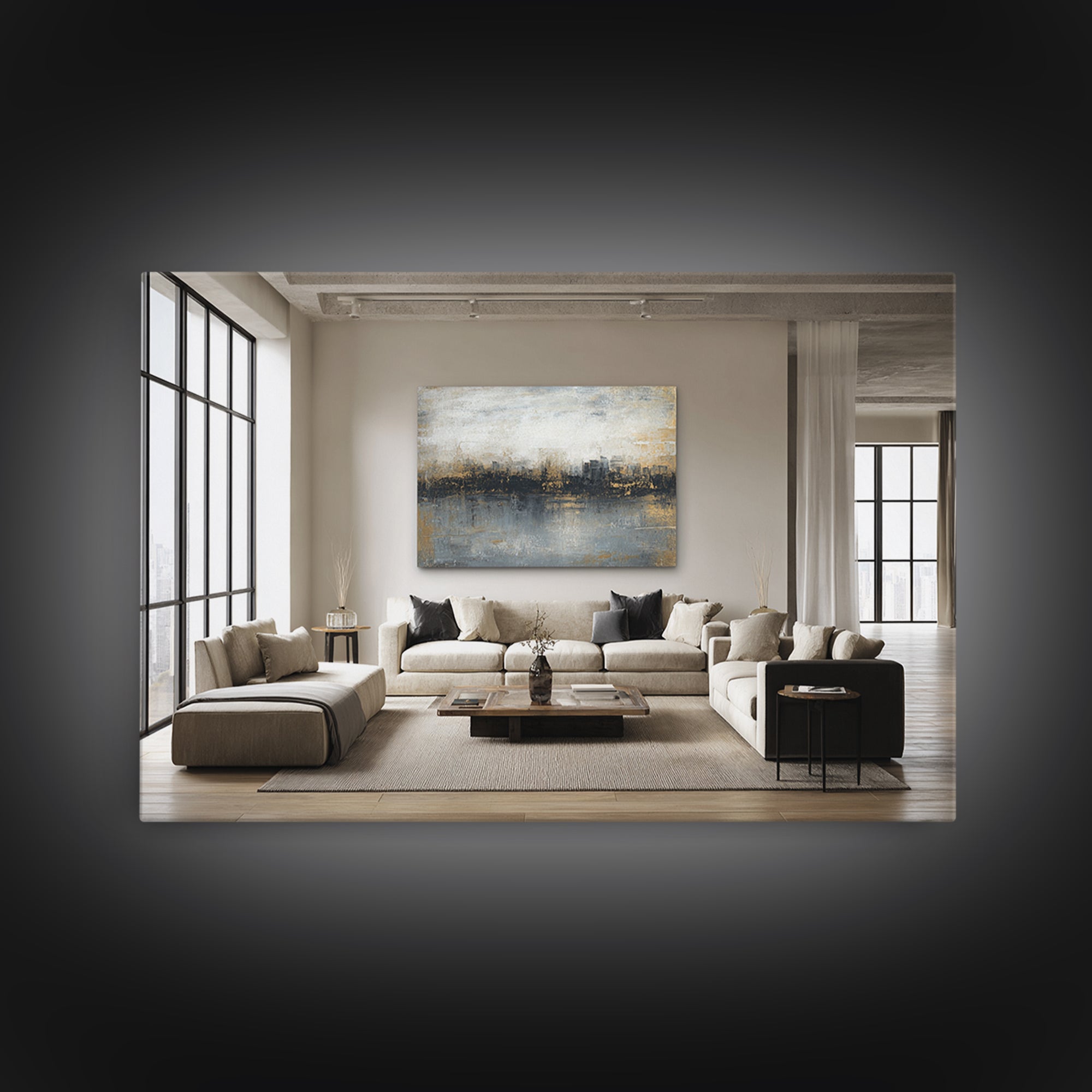 Quiet City Skyline Framed Canvas Print, Law Office Art, Law, Office Decor, Fine Art, Counsel, Modern Decor, Fine Art Print, LOA-3x2-64