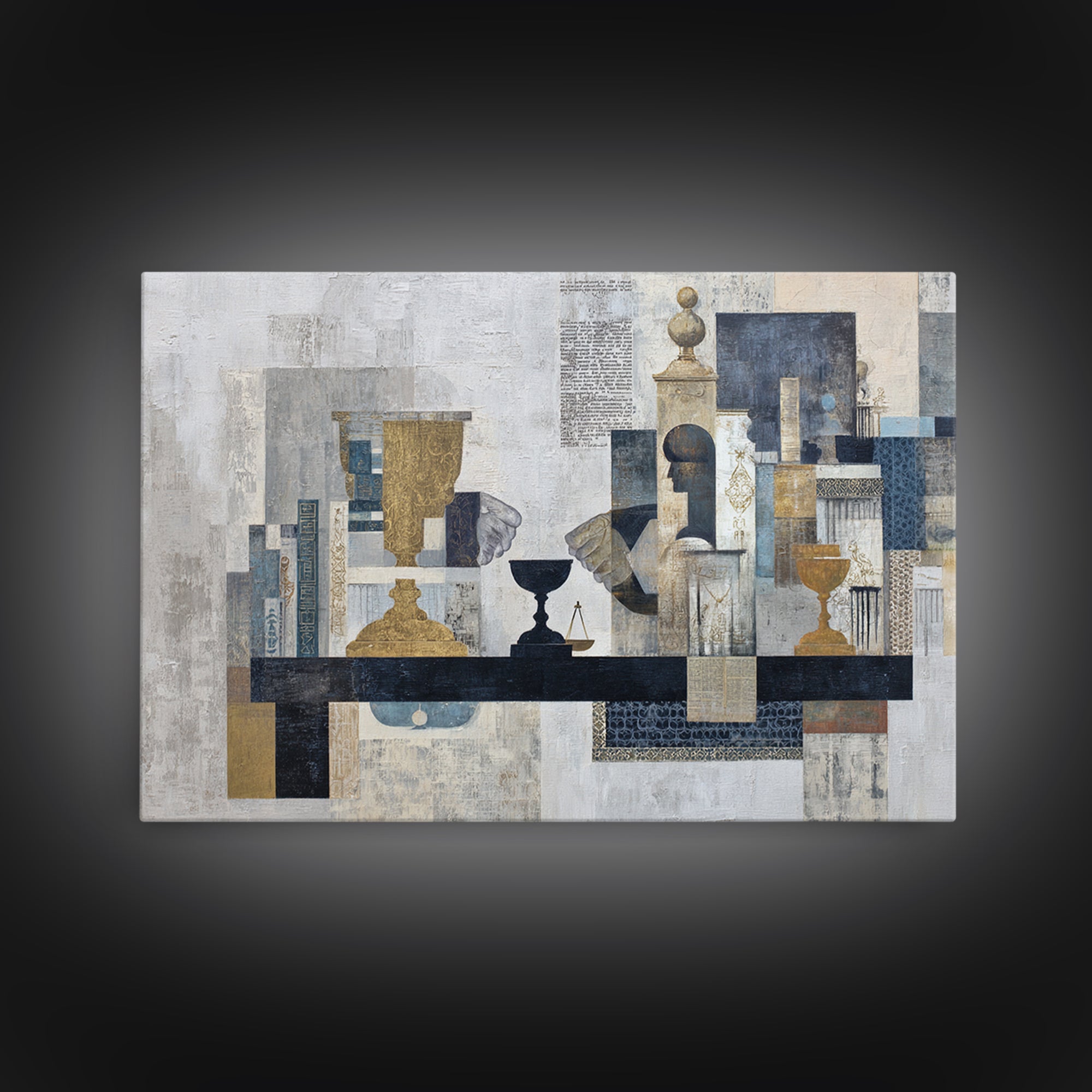 Diplomatic Handshake Silhouette Framed Canvas Print, Law Office Art, Office, Office Decor, Abstract Art, Counsel, LOA-3x2-71