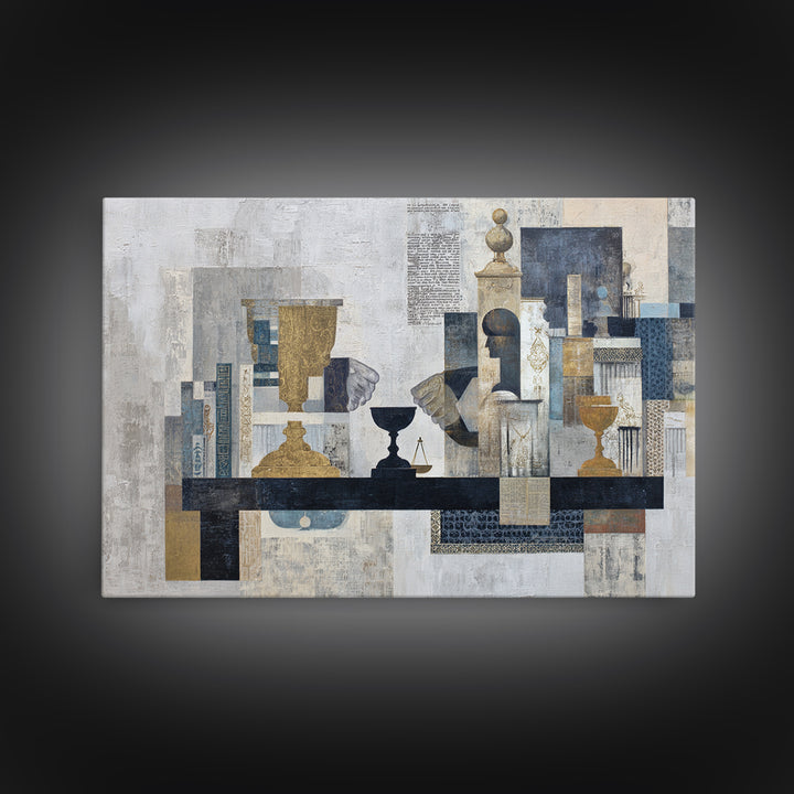 Diplomatic Handshake Silhouette Framed Canvas Print, Law Office Art, Office, Office Decor, Abstract Art, Counsel, LOA-3x2-71