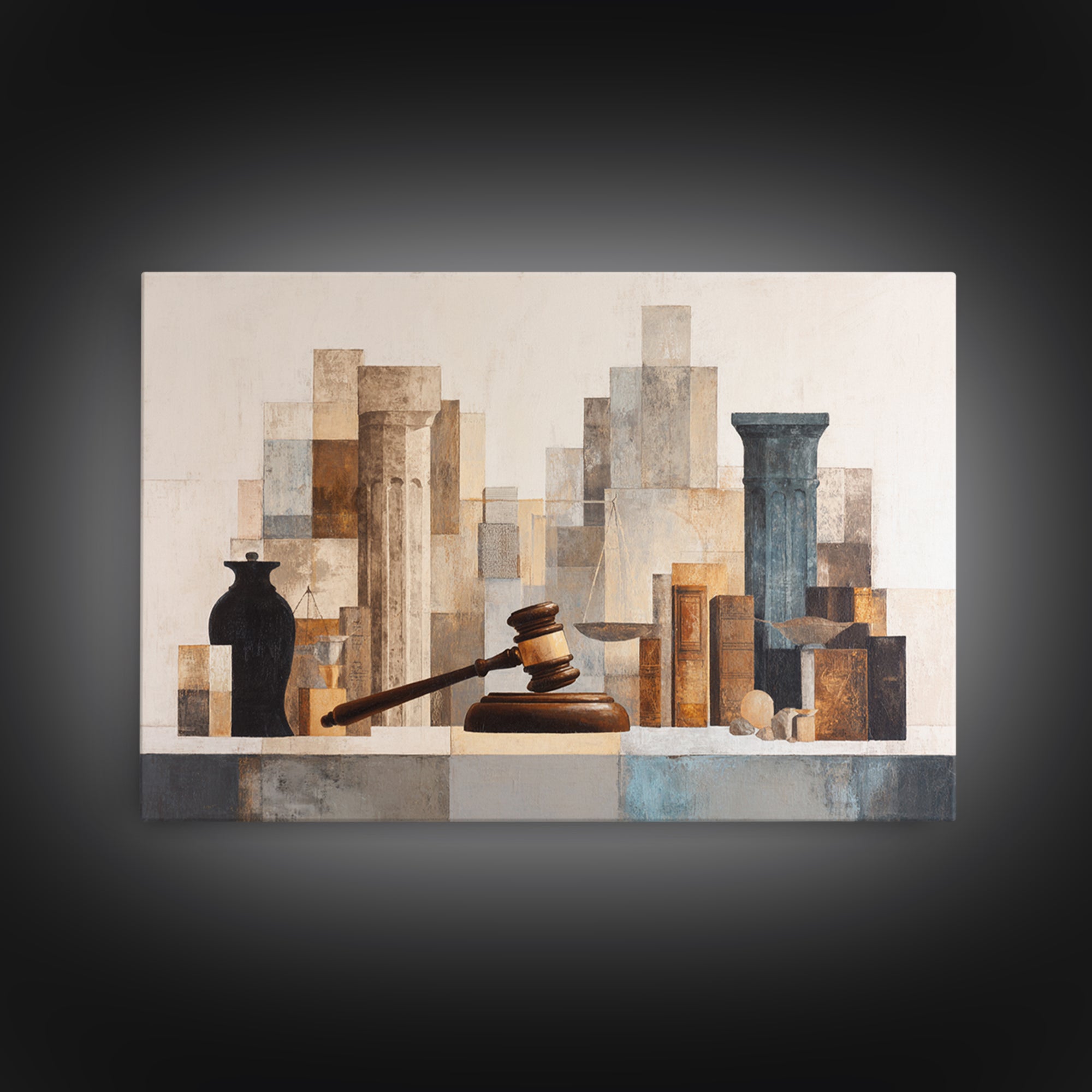 Classic Gavel Still Life Canvas Print, Law Office Art, Lawyer, Office Decor, Oil Painting, Counsel, Neutral Decor, Modern Decor, LOA-3x2-89