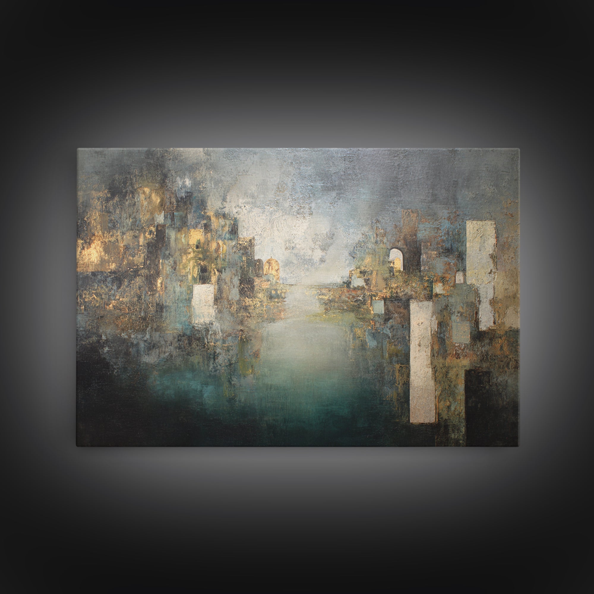 Deep Green and Walnut Toned Abstract Framed Canvas Print, Law Office Art, Butterfly Art, Office Decor, Abstract Art, Counsel, LOA-3x2-97