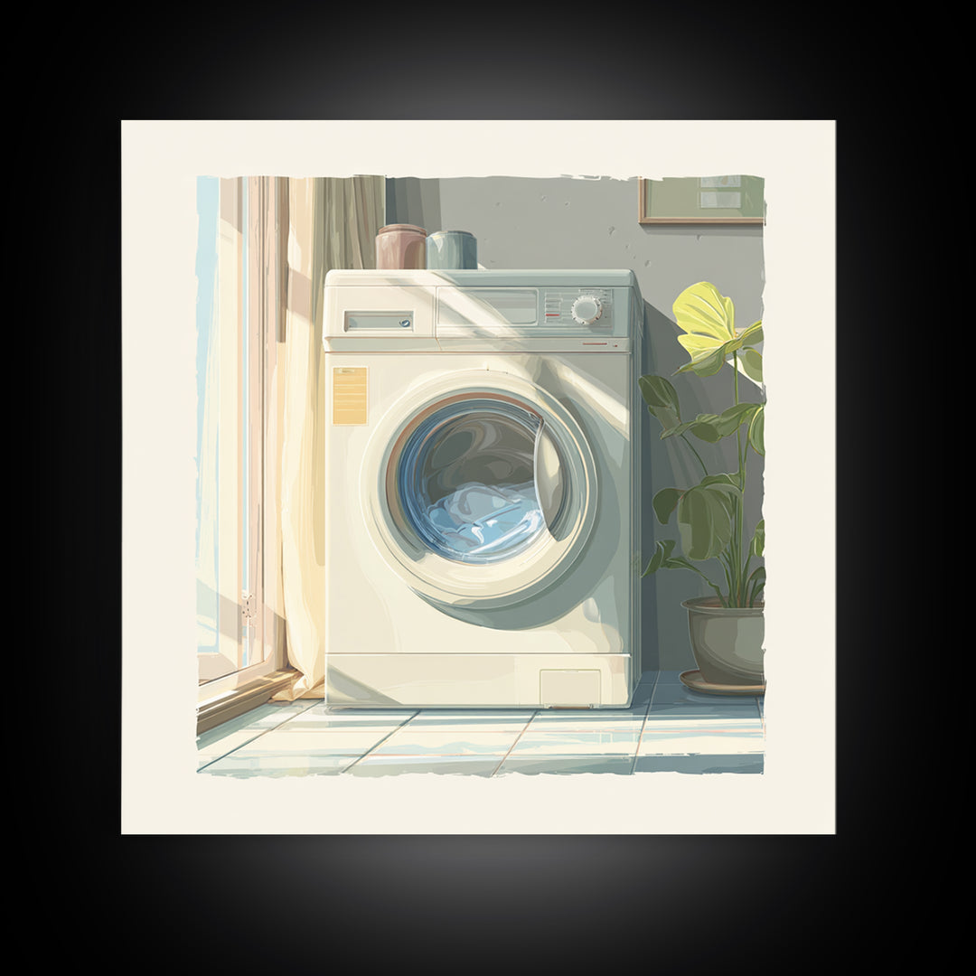 Washing Machine Icon Graphic Without Text Canvas Print, Laundry Room Art, Custom Wall Art, Living Room Decor, Fine Art, Clean, LRA-1x1-10