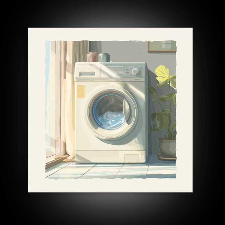 Washing Machine Icon Graphic Without Text Canvas Print, Laundry Room Art, Custom Wall Art, Living Room Decor, Fine Art, Clean, LRA-1x1-10
