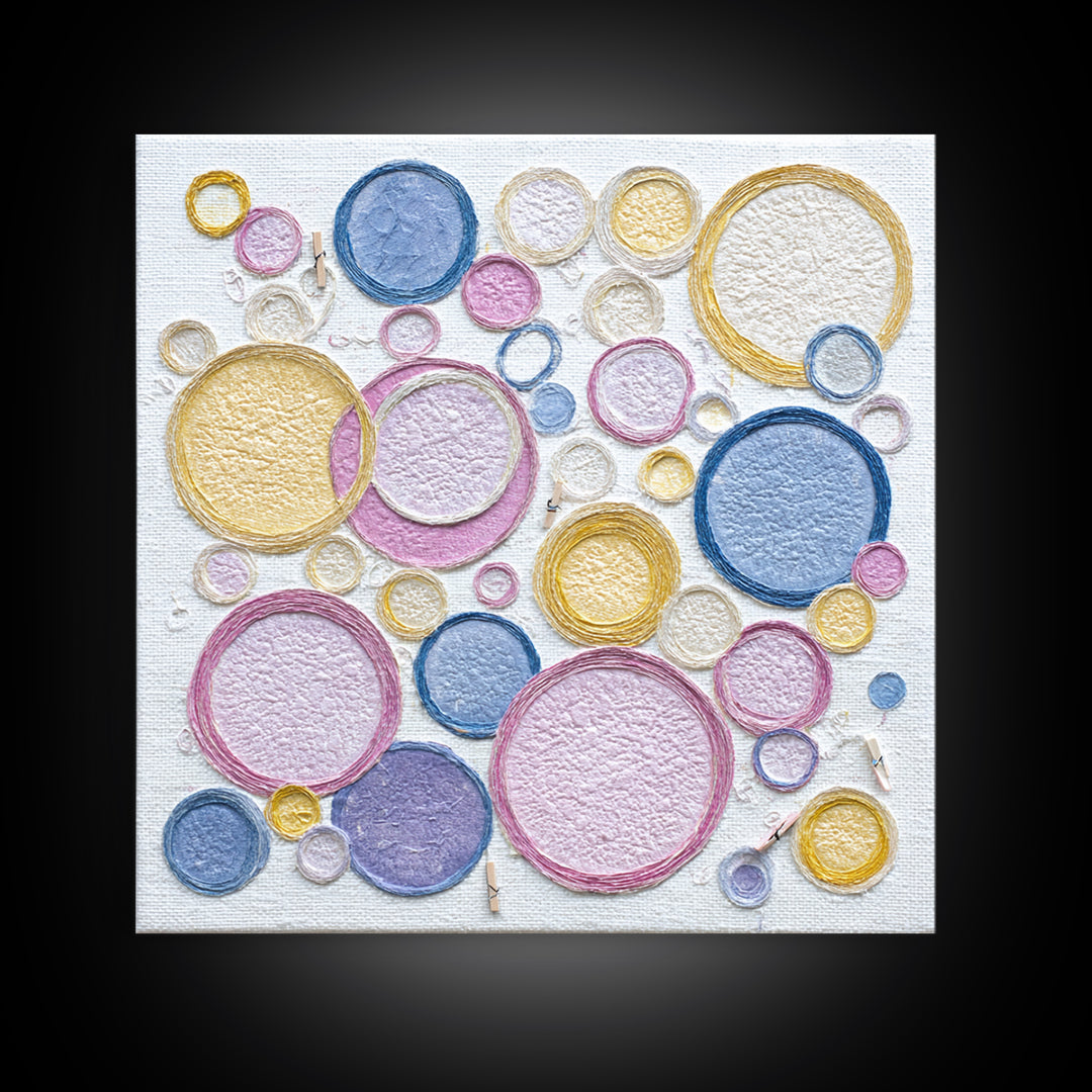 Soap Bubbles Rendered as Playful Abstract Circles Canvas Print, Laundry Room Art, Gallery Wall Prints, Living Room Decor, Clean, LRA-1x1-30