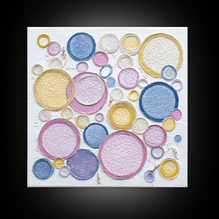Soap Bubbles Rendered as Playful Abstract Circles Canvas Print, Laundry Room Art, Gallery Wall Prints, Living Room Decor, Clean, LRA-1x1-30