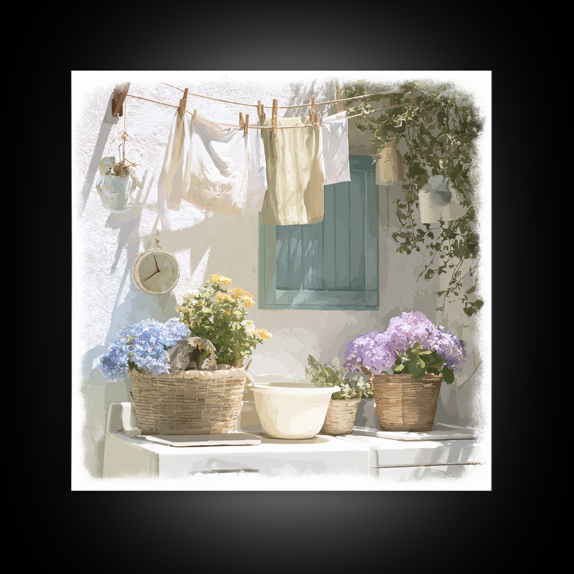 Farmhouse Laundry Sign Ornament Without Words Canvas Print, Laundry Room Art, Minimalist Wall Art, Living Room Decor, Clean, LRA-1x1-43