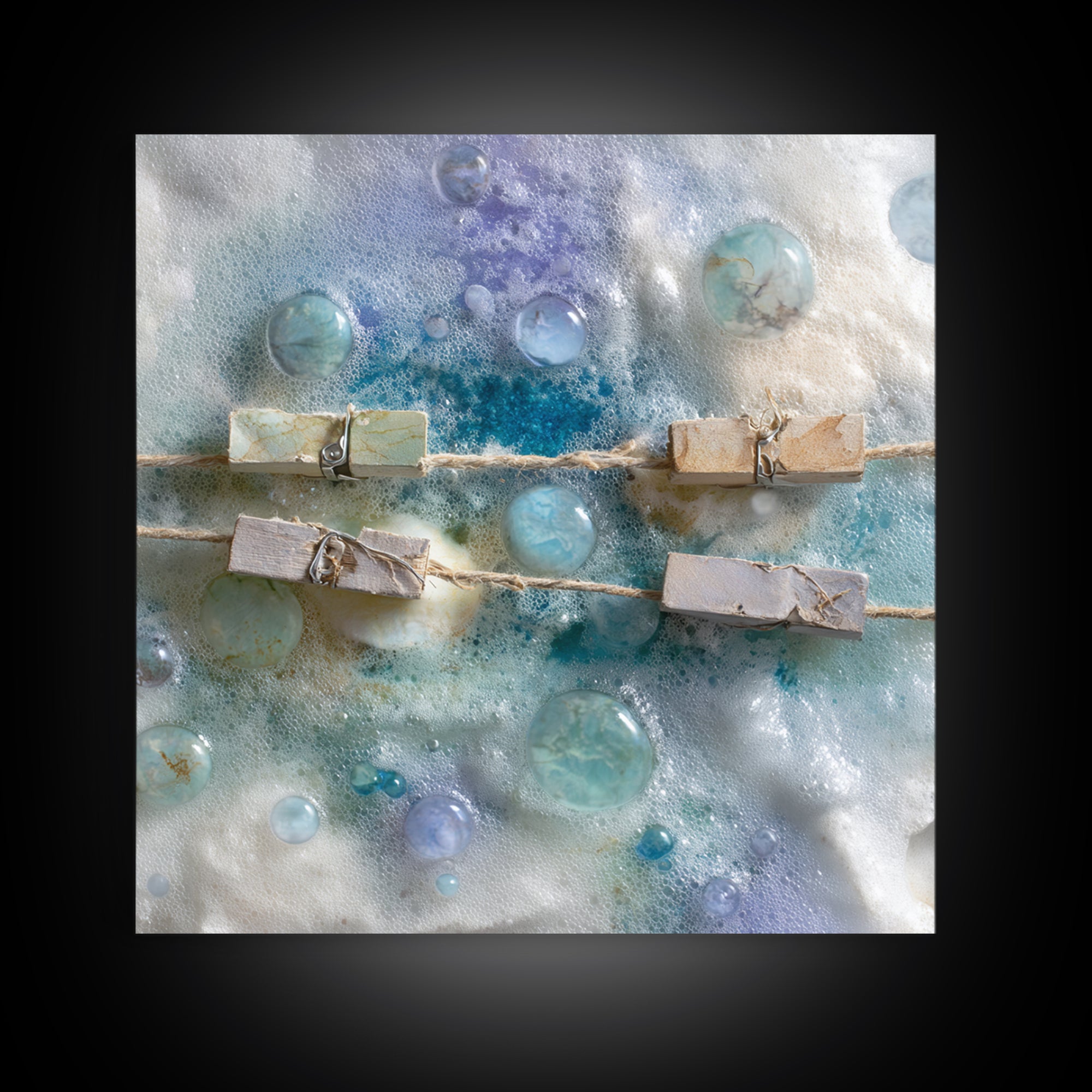 Abstract Suds and Bubbles Framed Canvas Print, Laundry Room Art, Downloadable Art, Living Room Decor, Fine Art, Clean, LRA-1x1-46