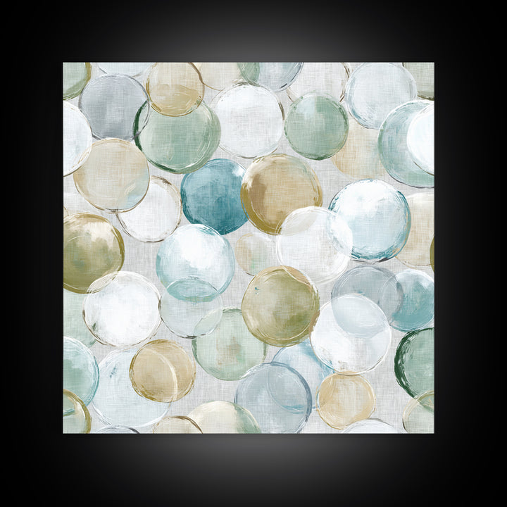 Soap Bubbles Rendered as Playful Abstract Circles Canvas Print, Laundry Room Art, Gallery Wall Prints, Living Room Decor, Clean, LRA-1x1-54