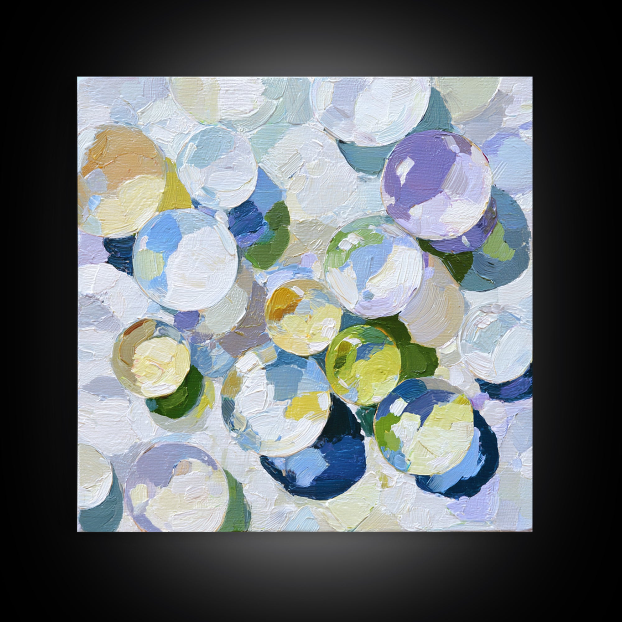 Soap Bubbles Rendered as Playful Abstract Circles Canvas Print, Laundry Room Art, Minimalist Wall Art, Living Room Decor, Clean, LRA-1x1-6
