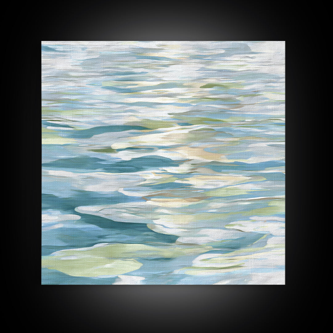 Clean Blue Water Ripple Abstraction Framed Canvas Print, Laundry Room Art, Whimsical Art, Living Room Decor, Fine Art, Clean, LRA-1x1-66