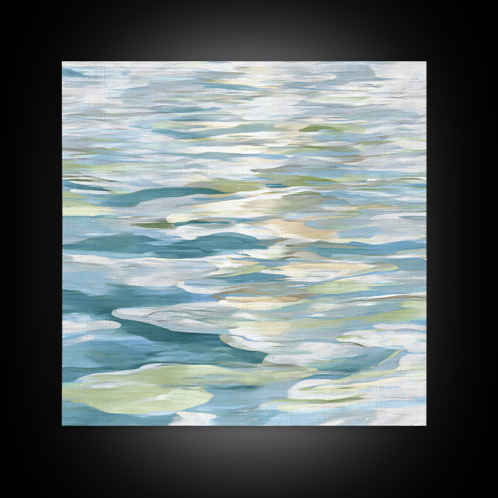 Clean Blue Water Ripple Abstraction Framed Canvas Print, Laundry Room Art, Whimsical Art, Living Room Decor, Fine Art, Clean, LRA-1x1-66
