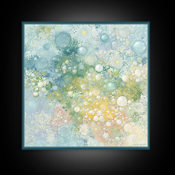 Abstract Suds and Bubbles Framed Canvas Print, Laundry Room Art, Downloadable Art, Living Room Decor, Fine Art, Clean, LRA-1x1-70
