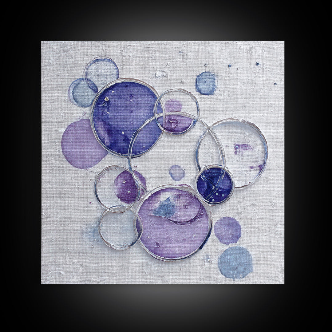 Soap Bubbles Rendered as Playful Abstract Circles Canvas Print, Laundry Room Art, Gallery Decor, Living Room Decor, Clean, LRA-1x1-78