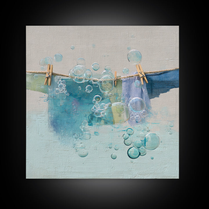 Abstract Suds and Bubbles Canvas Print, Laundry Room Art, Digital Art Print, Living Room Decor, Abstract Art, Clean, LRA-1x1-94