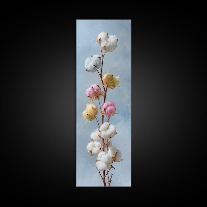 Fresh Cotton Branch Botanical Study Canvas Print, Laundry Room Art, Digital Print, Living Room Decor, Watercolor Art, Clean, LRA-1x3-43