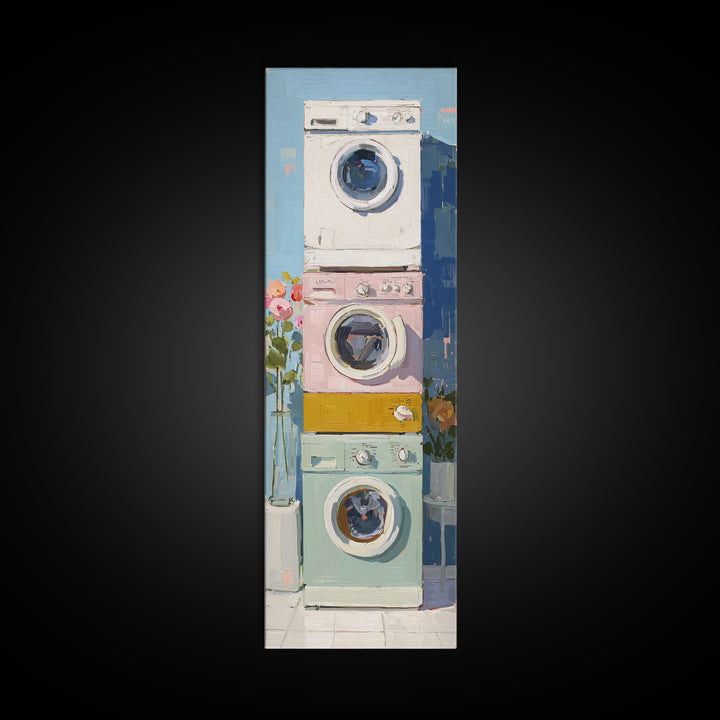 Washing Machine Icon Graphic Without Text Framed Canvas Print, Laundry Room Art, Apartment Wall Art, Living Room Decor, Clean, LRA-1x3-46