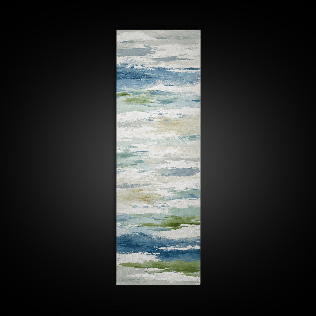 Clean Blue Water Ripple Abstraction Framed Canvas Print, Laundry Room Art, Living Room Decor, Abstract Art, Clean, LRA-1x3-54