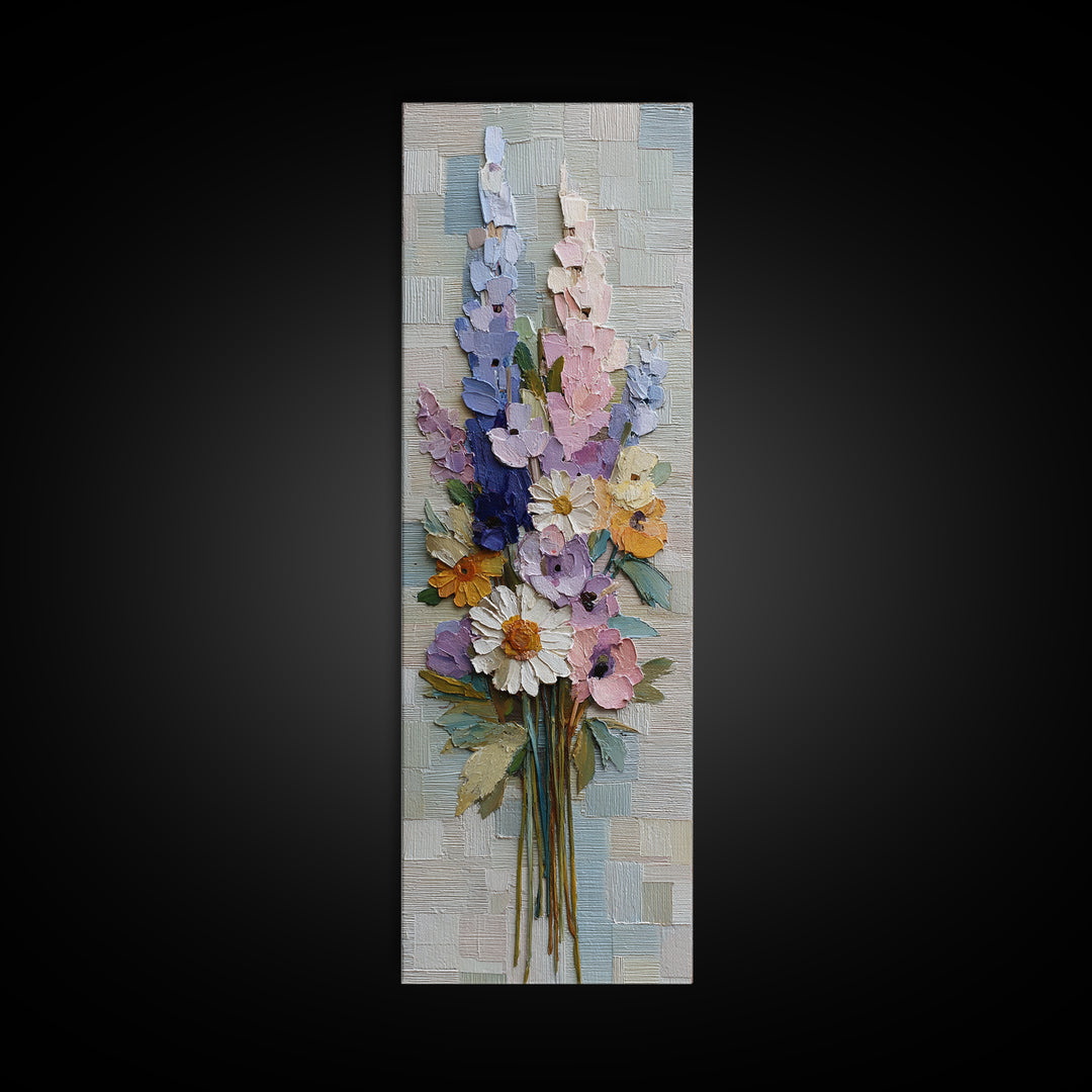 Clothespin Bouquet in Folk Art Style Canvas Print, Laundry Room Art, Digital Print, Living Room Decor, Fine Art, Clean, LRA-1x3-56