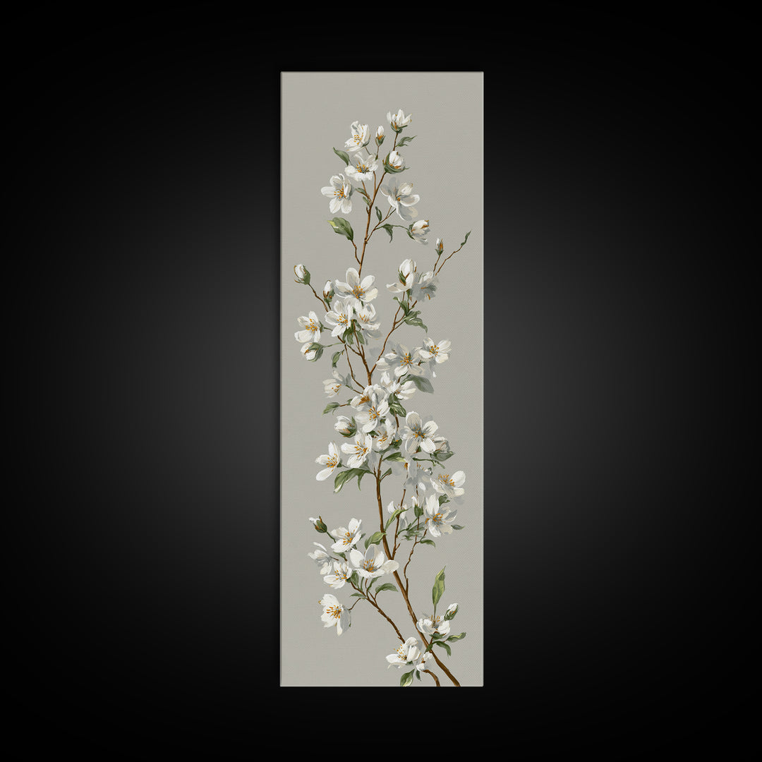 Fresh Cotton Branch Botanical Study Canvas Print, Laundry Room Art, Minimalist Wall Art, Living Room Decor, Fine Art, Clean, LRA-1x3-67