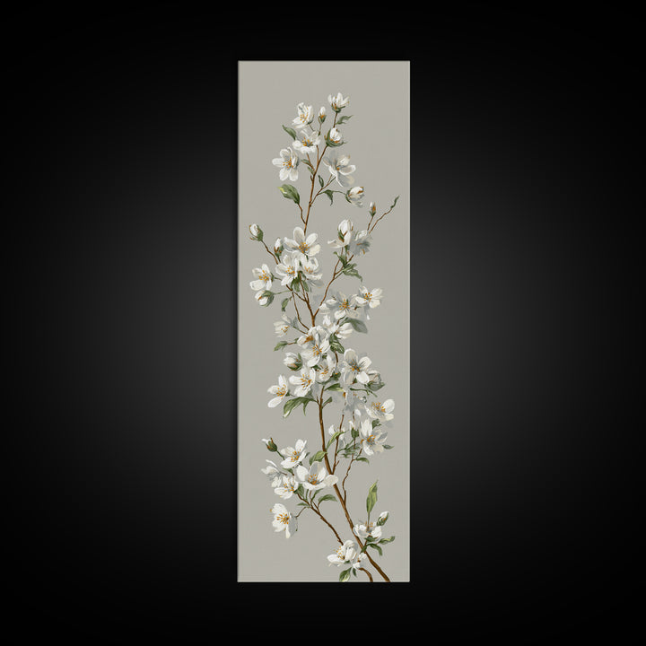 Fresh Cotton Branch Botanical Study Canvas Print, Laundry Room Art, Minimalist Wall Art, Living Room Decor, Fine Art, Clean, LRA-1x3-67