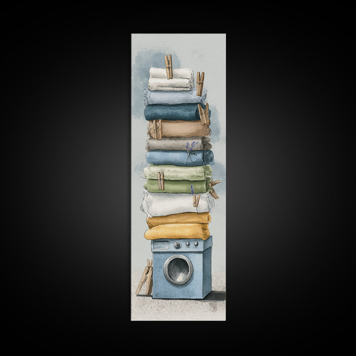 Washing Machine Icon Graphic Without Text Framed Canvas Print, Laundry Room Art, Apartment Wall Art, Living Room Decor, Clean, LRA-1x3-70