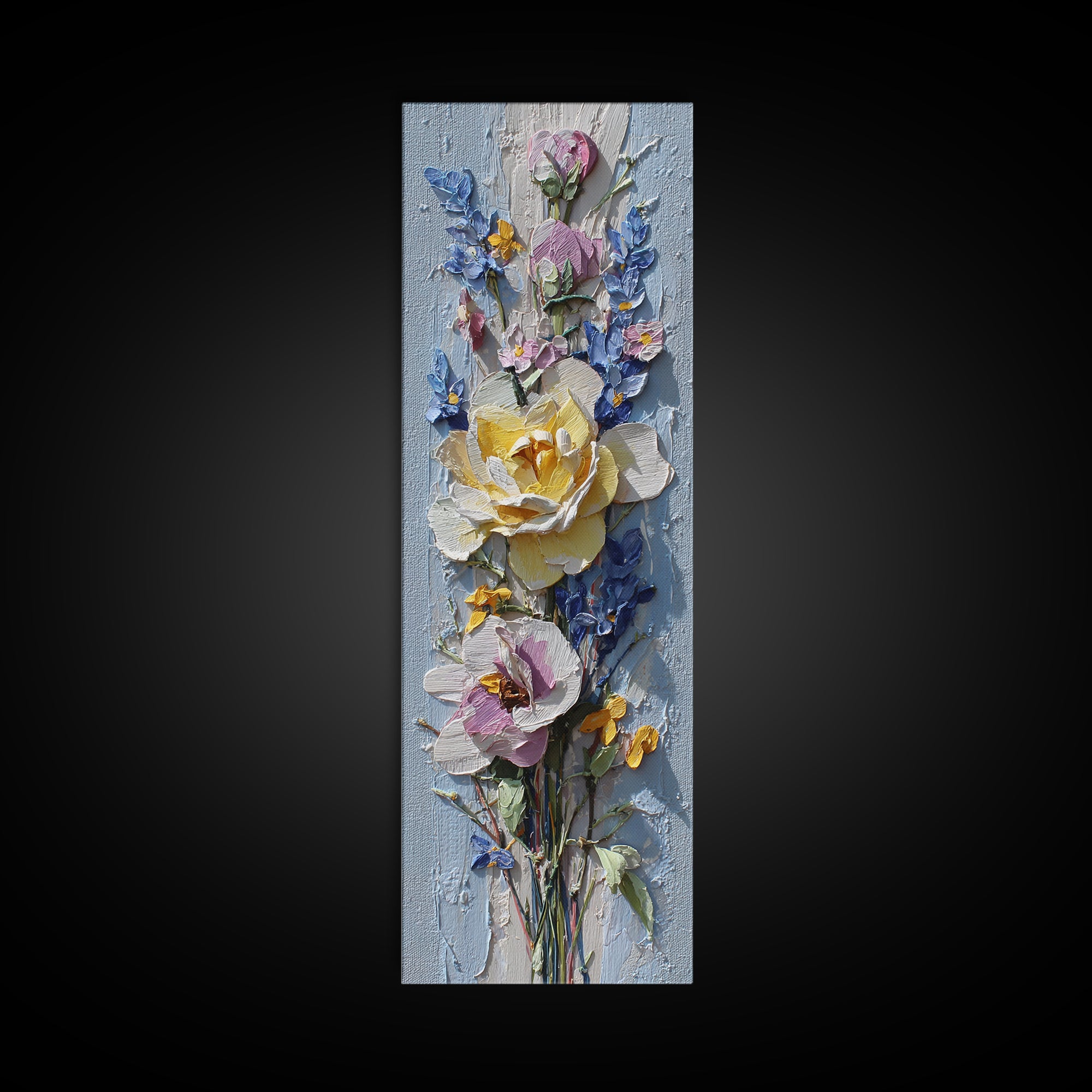 Clothespin Bouquet in Folk Art Style Framed Canvas Print, Laundry Room Art, Statement Artwork, Living Room Decor, Clean, LRA-1x3-8