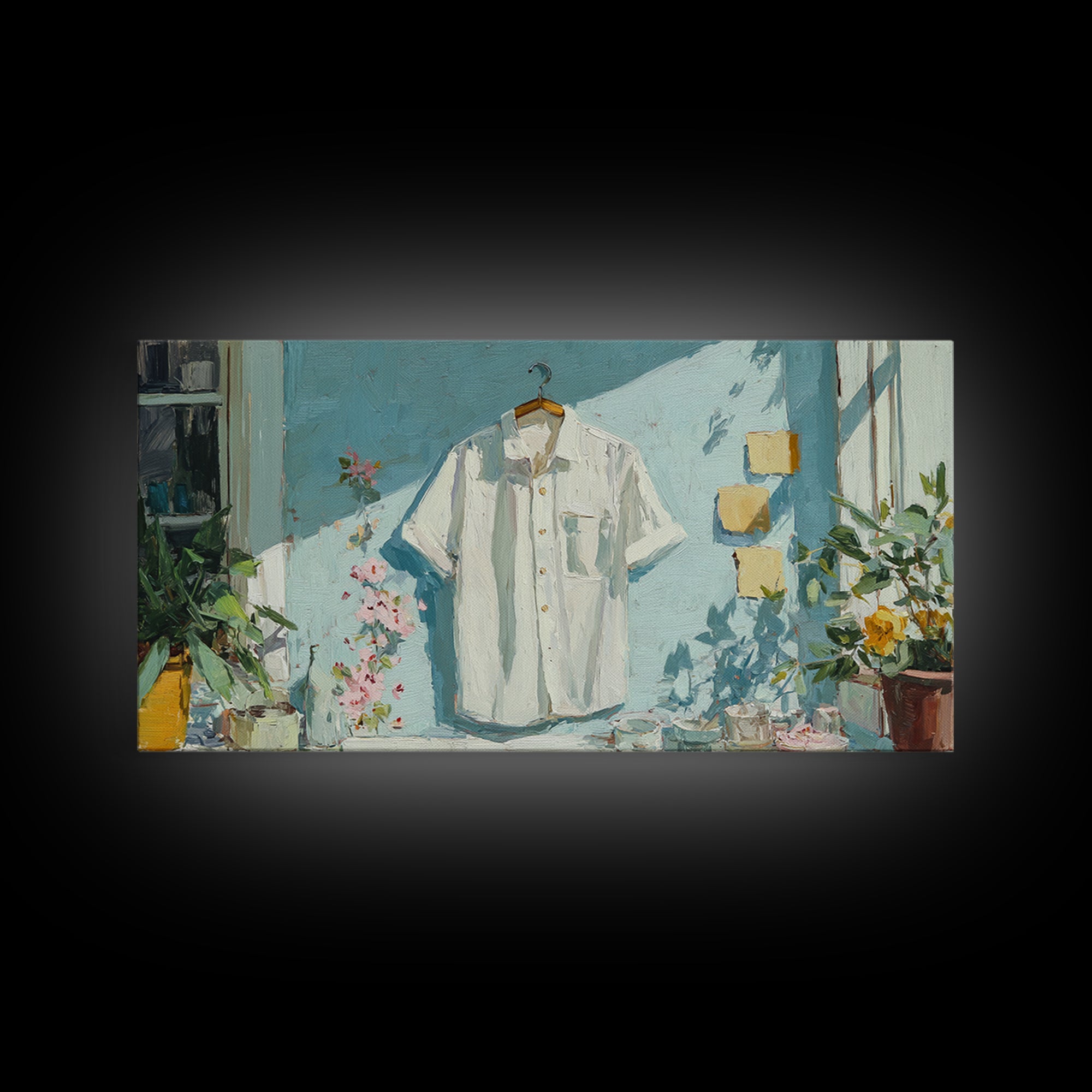 White Shirt on Hanger Canvas Print, Laundry Room Art, Contemporary Art, Living Room Decor, Fine Art, Clean, Farmhouse Decor, LRA-2x1-17