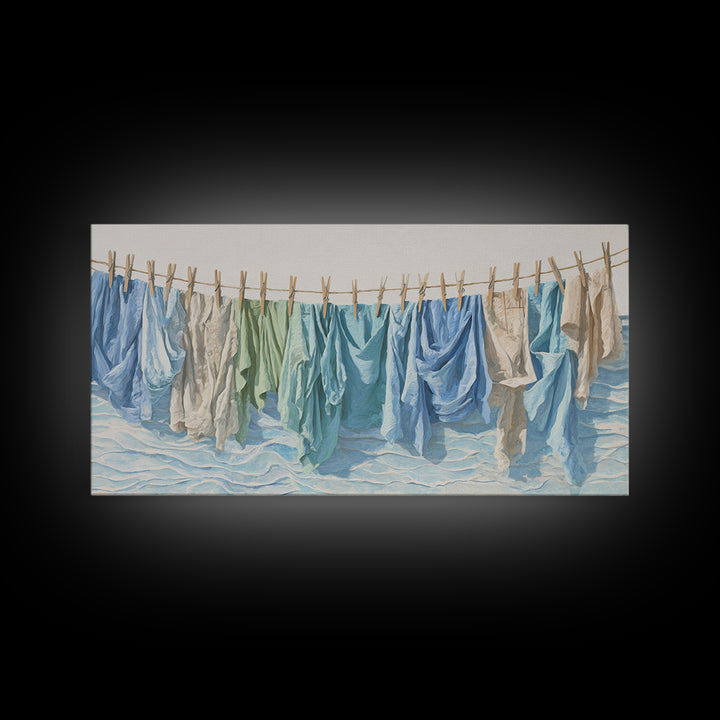 Clean Blue Water Ripple Abstraction Framed Canvas Print, Laundry Room Art, Fine Art Print, Living Room Decor, Abstract Art, LRA-2x1-38