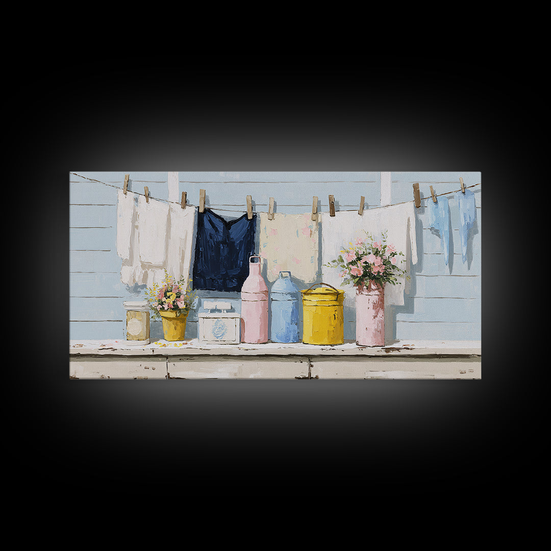 Farmhouse Laundry Sign Ornament Without Words Canvas Print, Laundry Room Art, Printable Wall Art, Living Room Decor, Clean, LRA-2x1-39