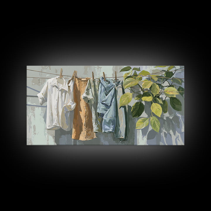White Shirt on Hanger Canvas Print, Laundry Room Art, Contemporary Art, Living Room Decor, Fine Art, Clean, Farmhouse Decor, LRA-2x1-41
