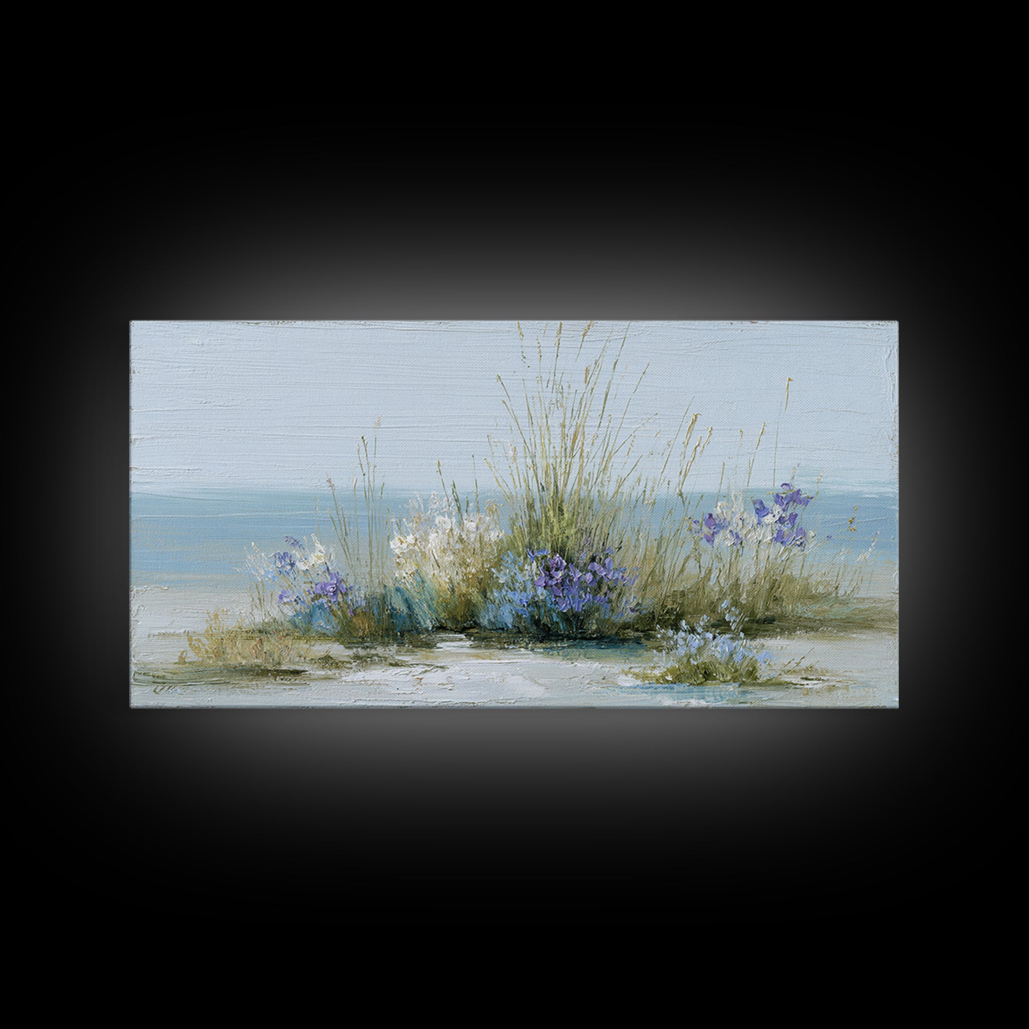 Fresh Air Meadow Landscape for Clean Mood Framed Canvas Print, Laundry Room Art, Oil Painting, Living Room Decor, Clean, LRA-2x1-43