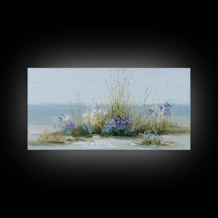 Fresh Air Meadow Landscape for Clean Mood Framed Canvas Print, Laundry Room Art, Oil Painting, Living Room Decor, Clean, LRA-2x1-43