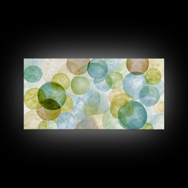 Soap Bubbles Rendered as Playful Abstract Circles Canvas Print, Laundry Room Art, Minimalist Decor, Living Room Decor, Clean, LRA-2x1-50
