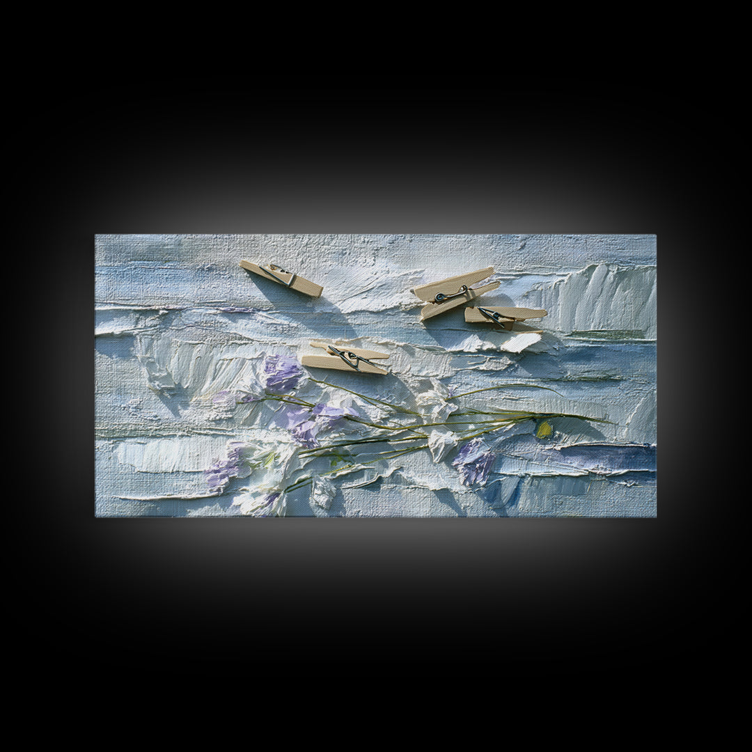 Linen Texture Abstract Framed Canvas Print, Laundry Room Art, Oil Painting, Living Room Decor, Abstract Art, Clean, LRA-2x1-56