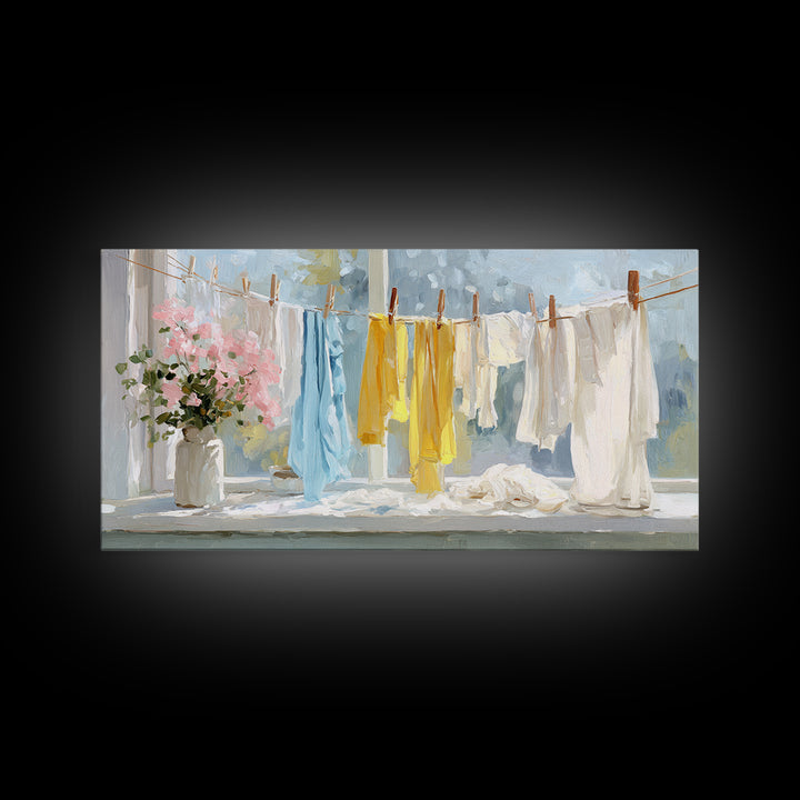Fresh Air Meadow Landscape for Clean Mood Framed Canvas Print, Laundry Room Art, Apartment Wall Art, Living Room Decor, Clean, LRA-2x1-67