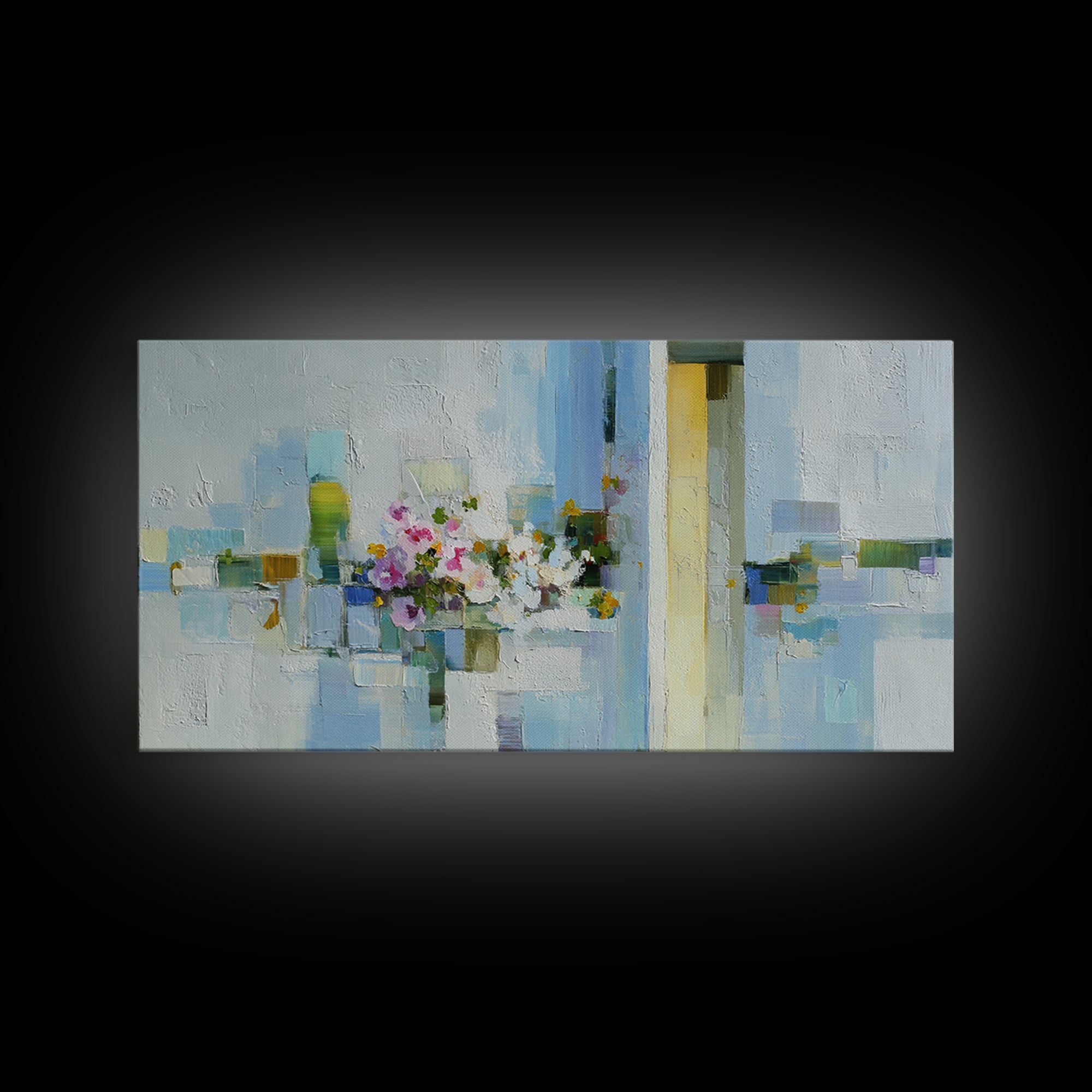 Linen Texture Abstract Framed Canvas Print, Laundry Room Art, Retro Wall Art, Living Room Decor, Clean, Digital Art Print, LRA-2x1-80