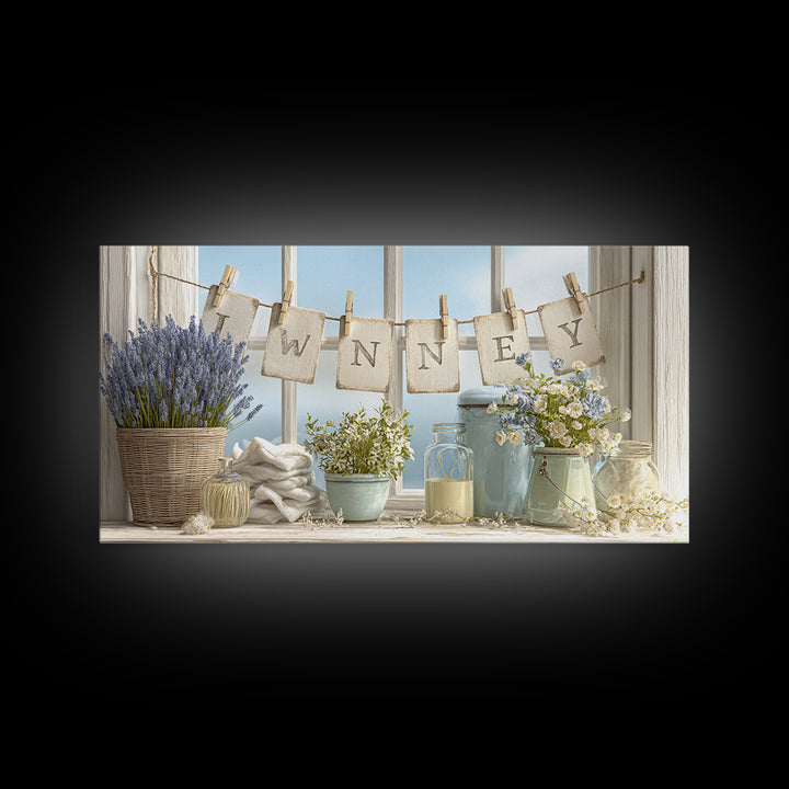 Farmhouse Laundry Sign Ornament Without Words Canvas Print, Laundry Room Art, Farmhouse Wall Art, Living Room Decor, Clean, LRA-2x1-87