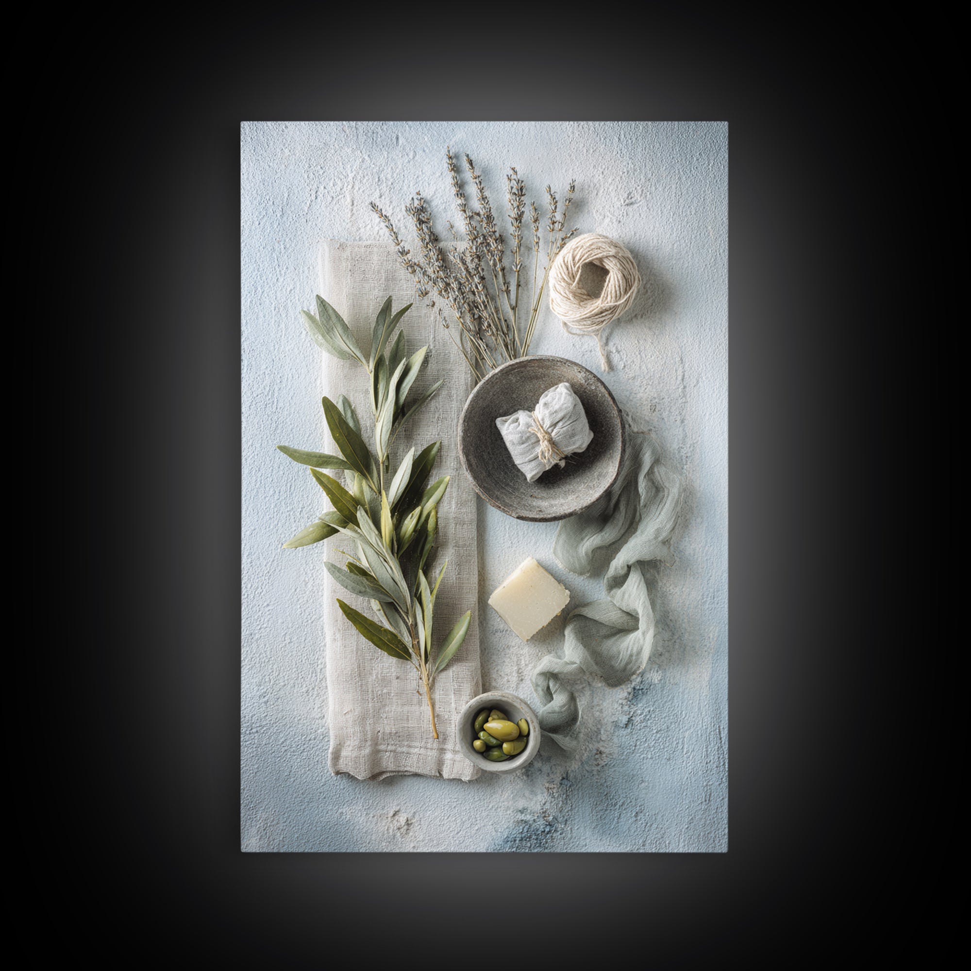 Lavender Sachet and Ribbon Still Life Framed Canvas Print, Laundry Room Art, Home Decor, Living Room Decor, Fine Art, Clean, LRA-2x3-1