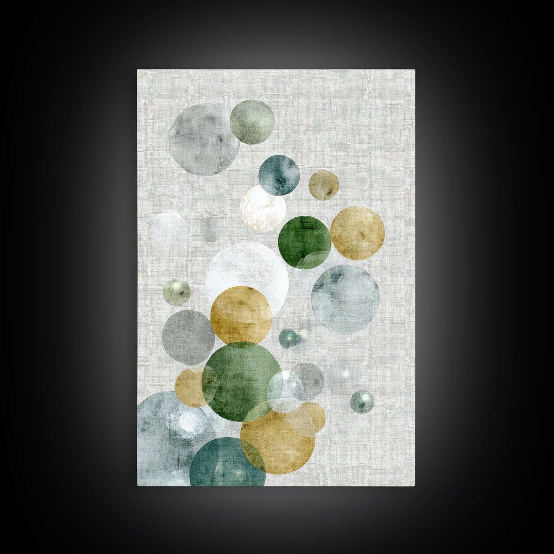 Soap Bubbles Rendered as Playful Abstract Circles Canvas Print, Laundry Room Art, Living Room Decor, Abstract Art, Clean, LRA-2x3-14