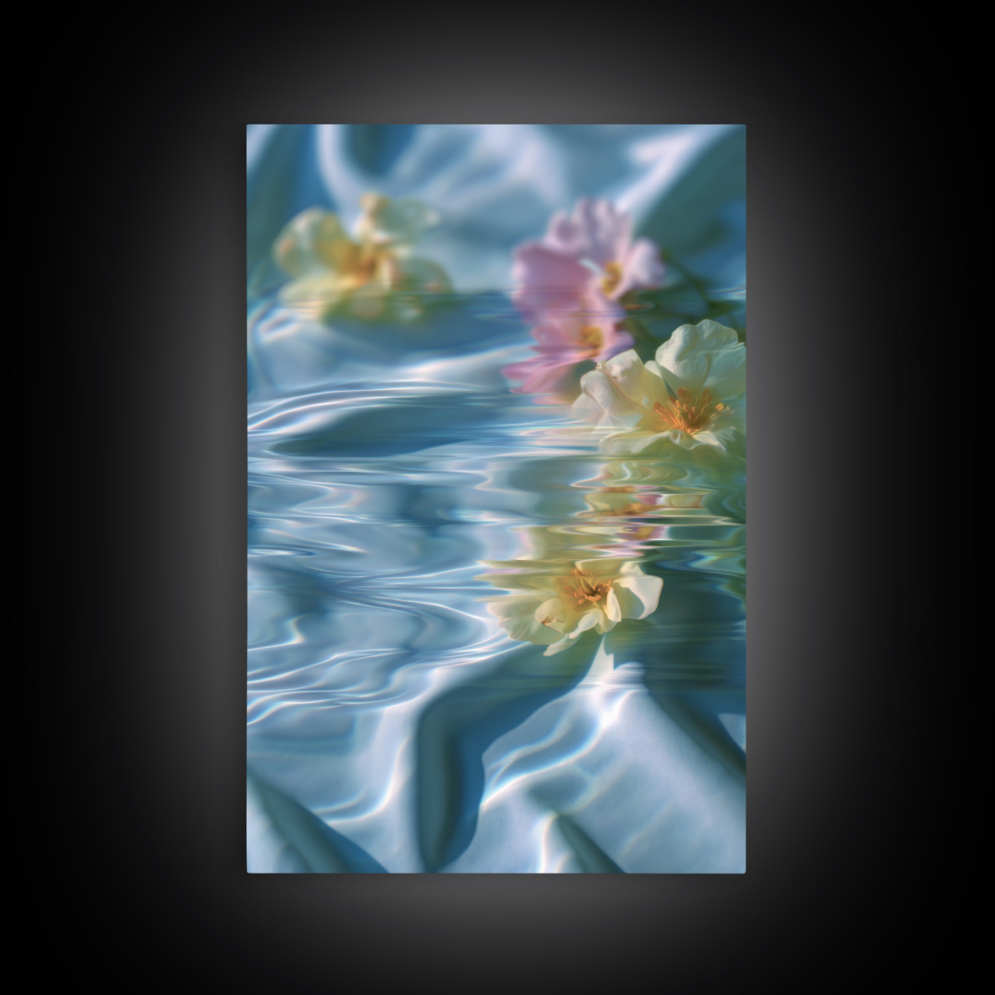Clean Blue Water Ripple Abstraction Framed Canvas Print, Laundry Room Art, Boho Decor, Living Room Decor, Fine Art, Clean, LRA-2x3-2