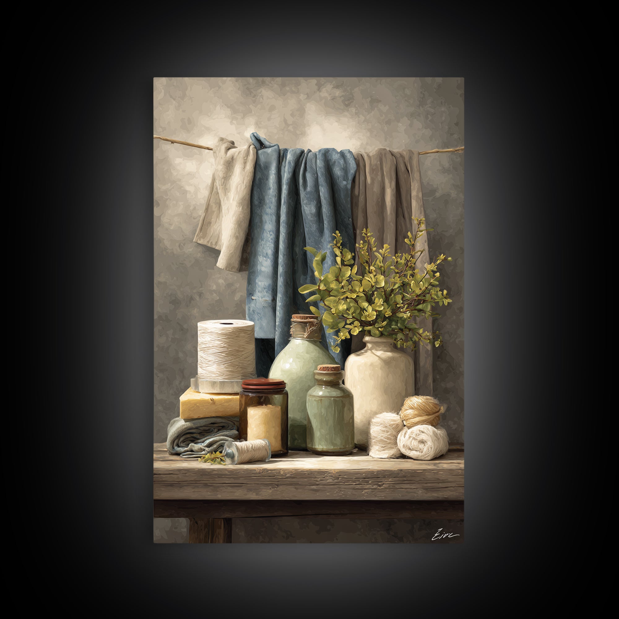Farmhouse Laundry Sign Ornament Without Words Framed Canvas Print, Laundry Room Art, Room Decor, Living Room Decor, Clean, LRA-2x3-51