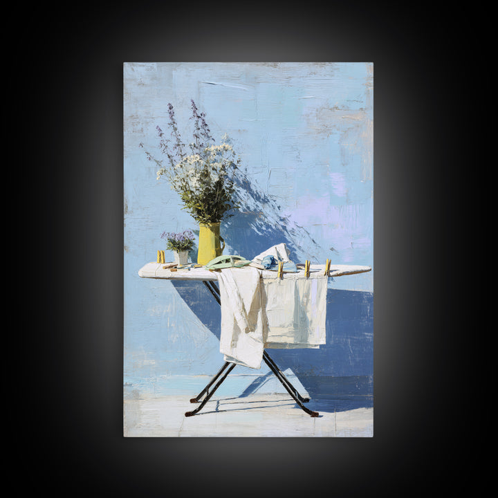 Ironing Board Still Life Framed Canvas Print, Laundry Room Art, Neutral Decor, Living Room Decor, Fine Art, Clean, Home Decor, LRA-2x3-56