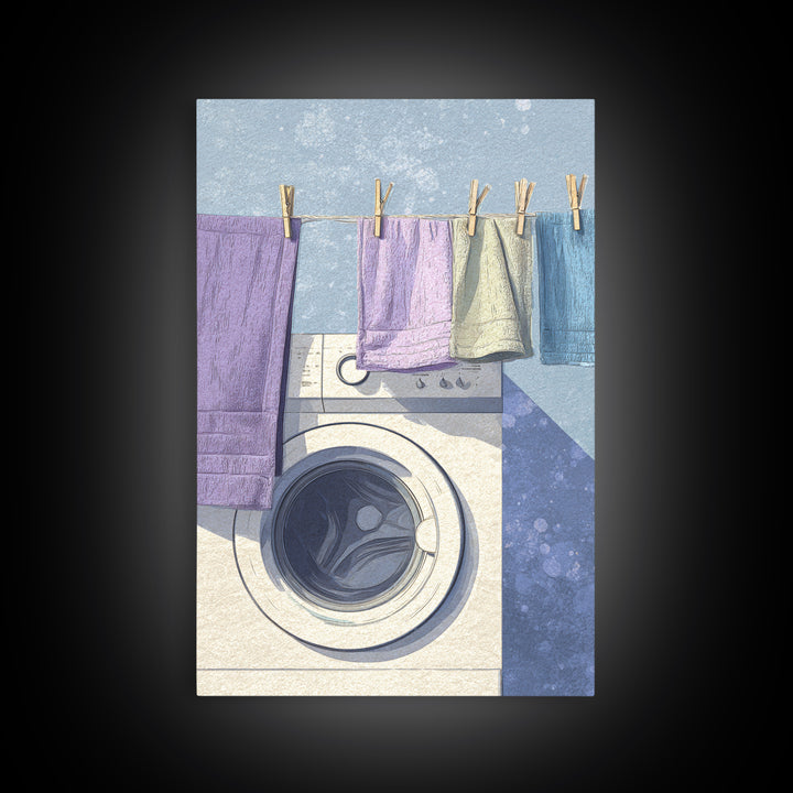 Washing Machine Icon Graphic Without Text Canvas Print, Laundry Room Art, Wall Decor, Living Room Decor, Oil Painting, Clean, LRA-2x3-66