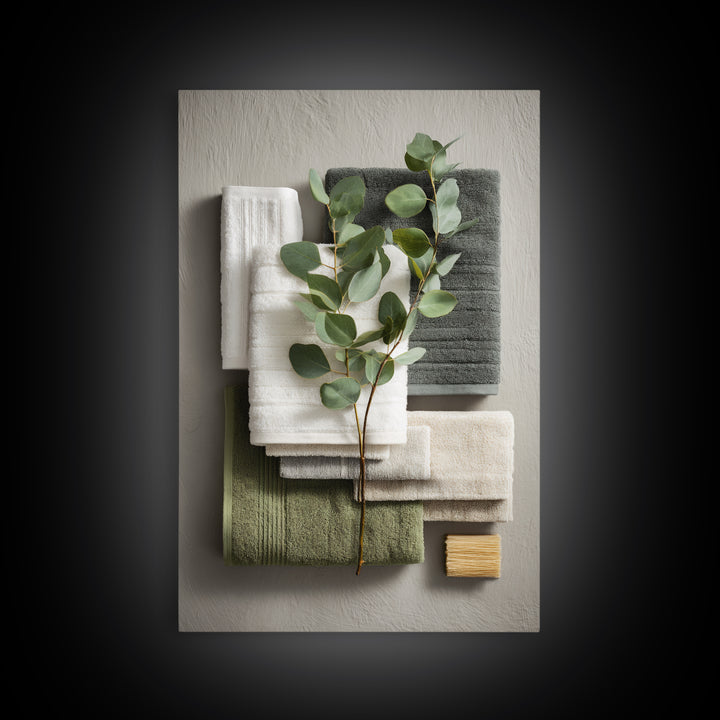 Sunlit White Towels and Eucalyptus Branch Canvas Print, Laundry Room Art, Oil Painting, Living Room Decor, Fine Art, Clean, LRA-2x3-67