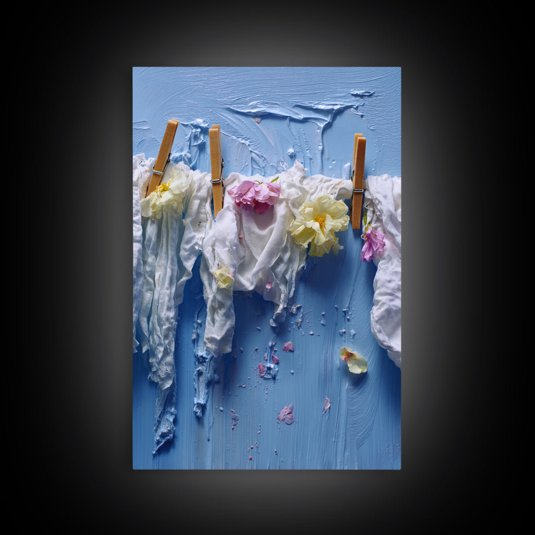 Clean Blue Water Ripple Abstraction Framed Canvas Print, Laundry Room Art, Digital Art, Living Room Decor, Abstract Art, Clean, LRA-2x3-74