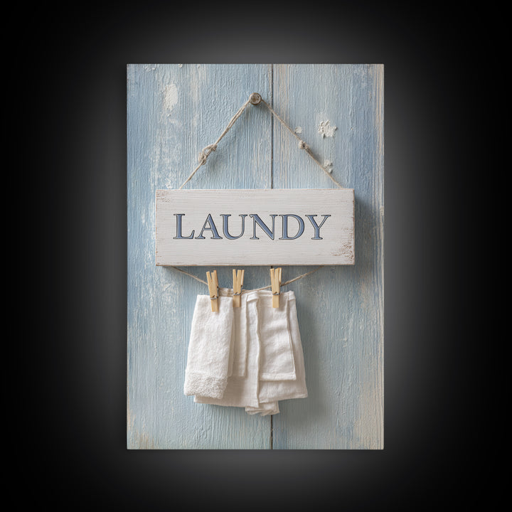 Farmhouse Laundry Sign Ornament Without Words Framed Canvas Print, Laundry Room Art, Artwork, Living Room Decor, Clean, LRA-2x3-75