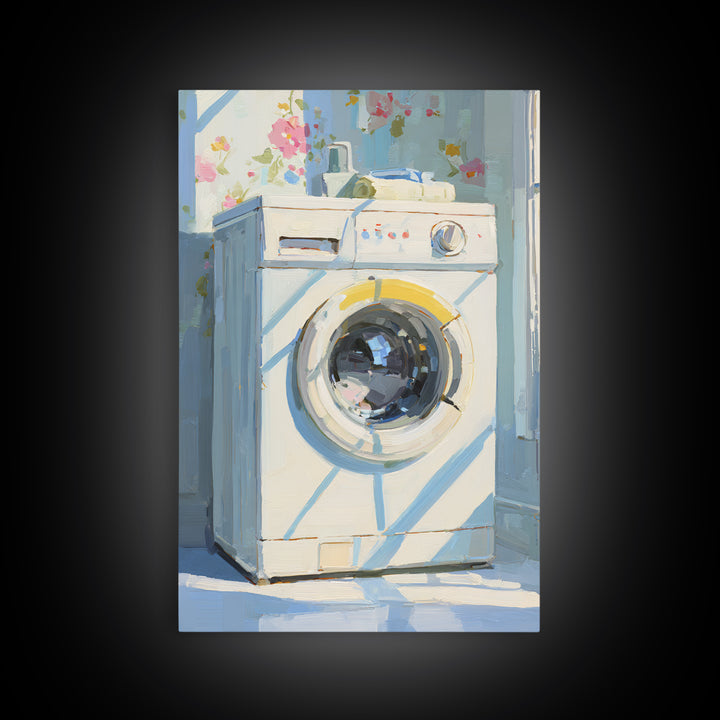 Washing Machine Icon Graphic Without Text Framed Canvas Print, Laundry Room Art, Artwork, Living Room Decor, Fine Art, Clean, LRA-2x3-90