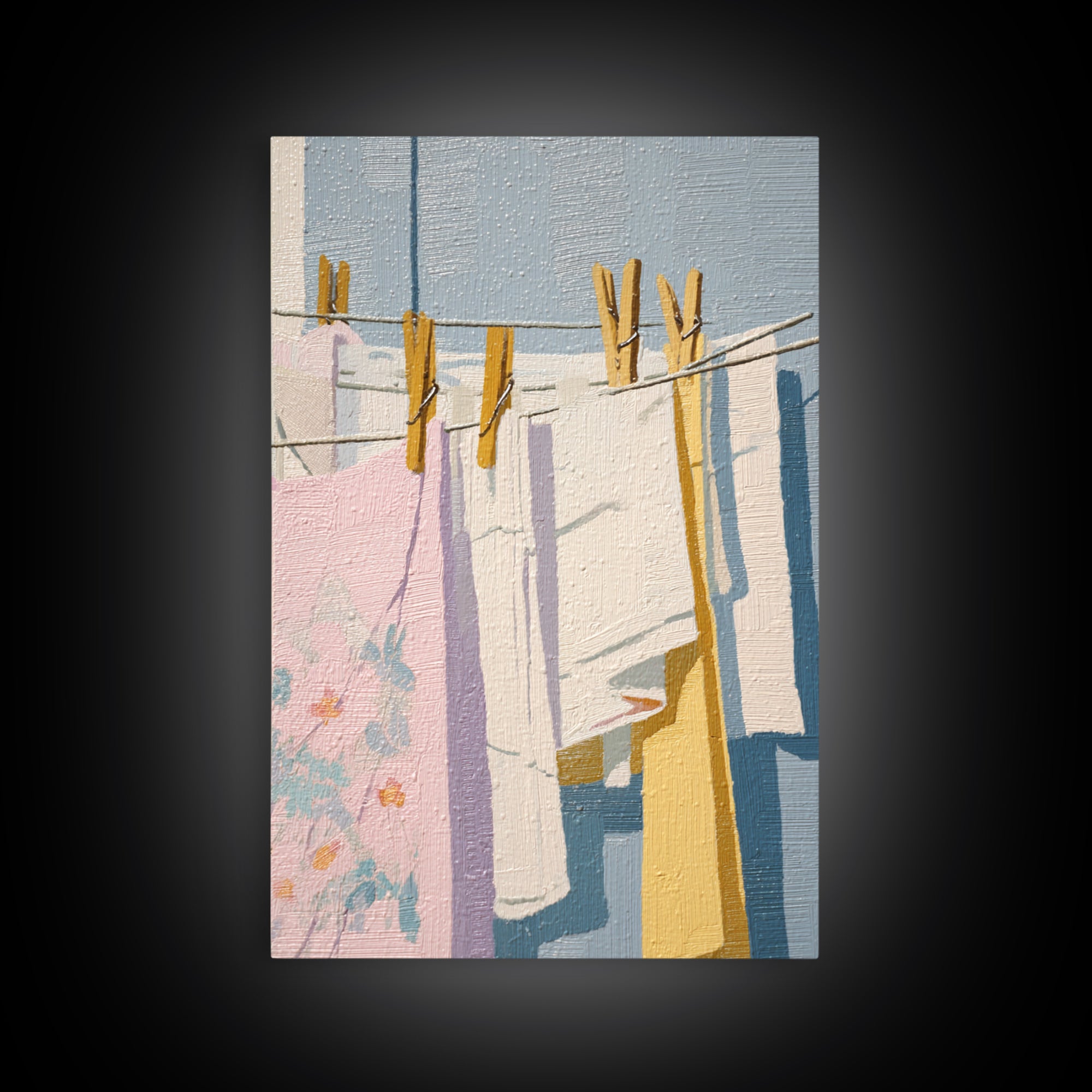 Simple Line Drawing of Hanging Laundry Canvas Print, Laundry Room Art, New Home Gift, Living Room Decor, Abstract Art, Clean, LRA-2x3-96