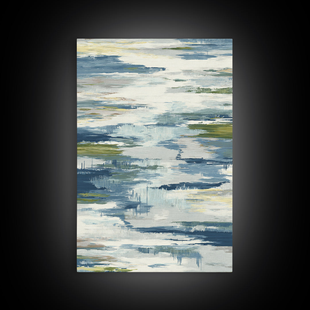 Clean Blue Water Ripple Abstraction Framed Canvas Print, Laundry Room Art, Digital Art, Living Room Decor, Abstract Art, Clean, LRA-2x3-98