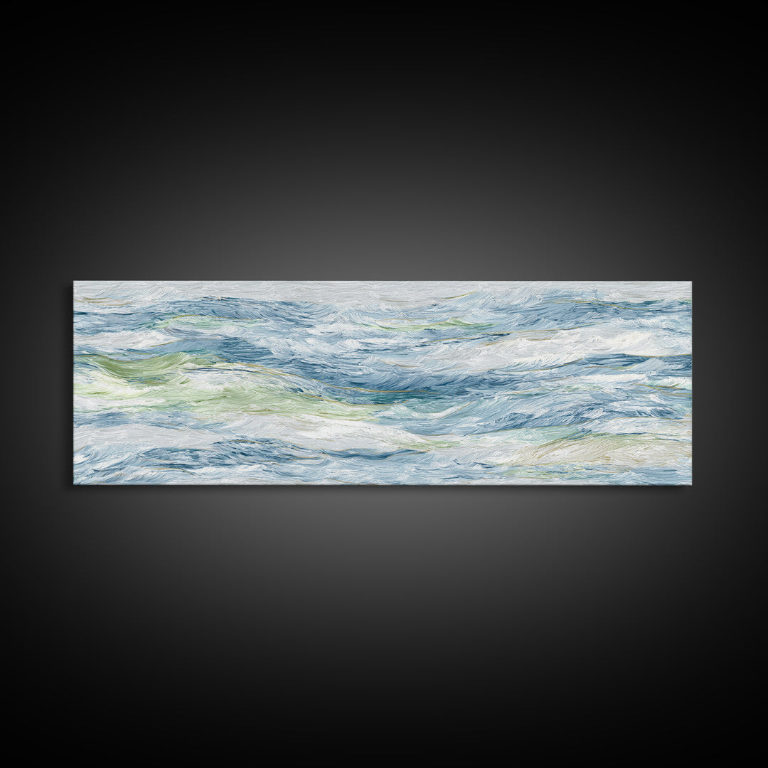 Clean Blue Water Ripple Abstraction Framed Canvas Print, Laundry Room Art, Wall Decor, Living Room Decor, Abstract Art, Clean, LRA-3x1-10